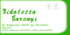 nikoletta barenyi business card